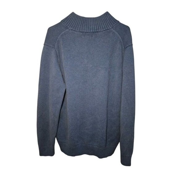 LL Bean Sweater Men's L Quarter Zip Pullover Knit Blue Mock neck - Picture 2 of 4